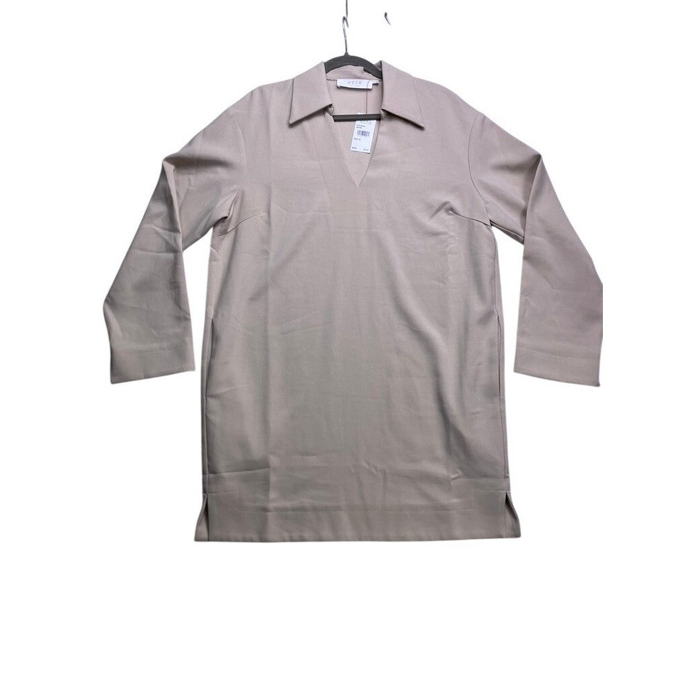 ASTR The Label‎ Mini Dress Women M Cream V-Neck Long Sleeve ADR102433 Minimalist